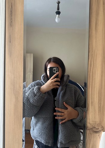 38 Beden Gri Midi Boy Yumuşak Kalın Kadın Mont