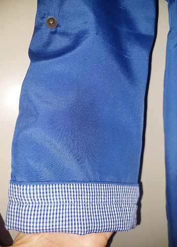 Düğmeli Mavi Midi Yağmurluk - Görsel 4