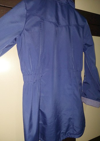 Düğmeli Mavi Midi Yağmurluk - Görsel 2