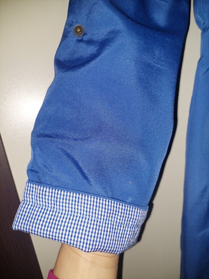 Düğmeli Mavi Midi Yağmurluk - Görsel 5