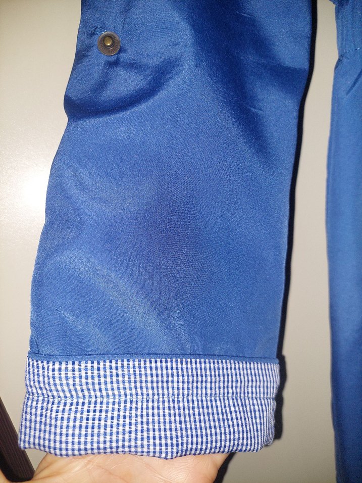 Düğmeli Mavi Midi Yağmurluk - Görsel 4