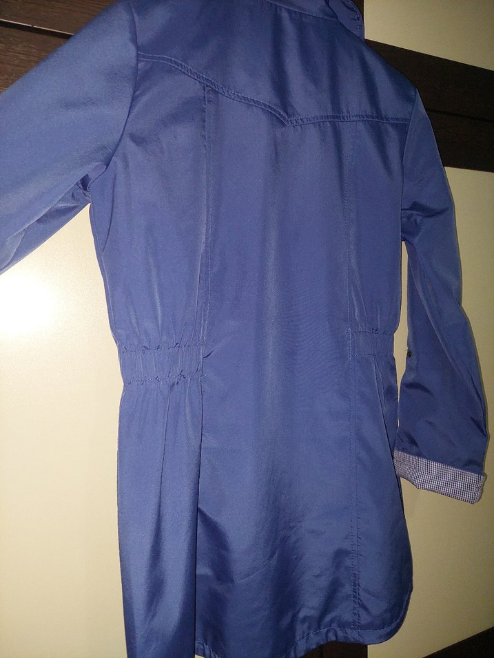 Düğmeli Mavi Midi Yağmurluk - Görsel 2