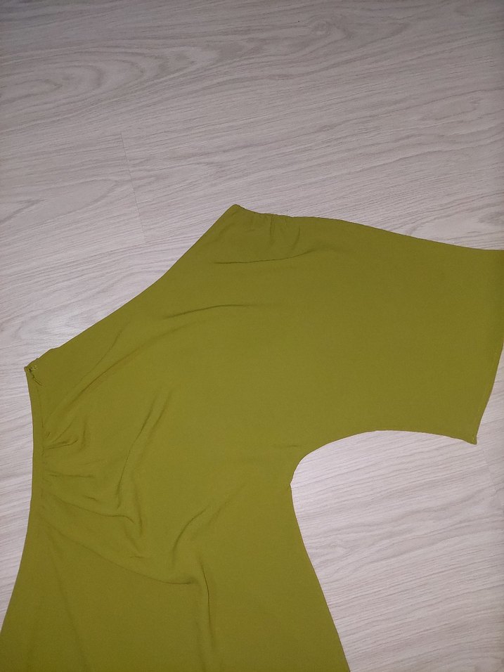 Drapeli Yeşil Gece Elbise - Görsel 3