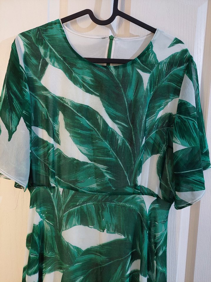 Yeşil Bohem Uzun Elbise V Yakalı - Görsel 2