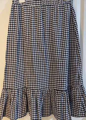 Ekoseli Midi Pamuklu Etek - Görsel 3