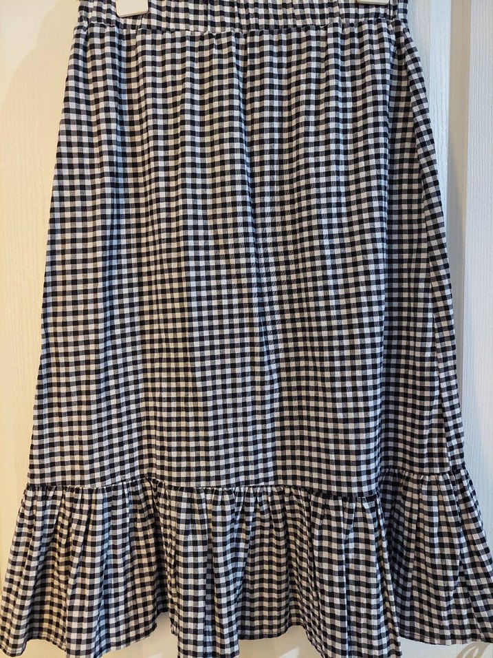 Ekoseli Midi Pamuklu Etek - Görsel 3