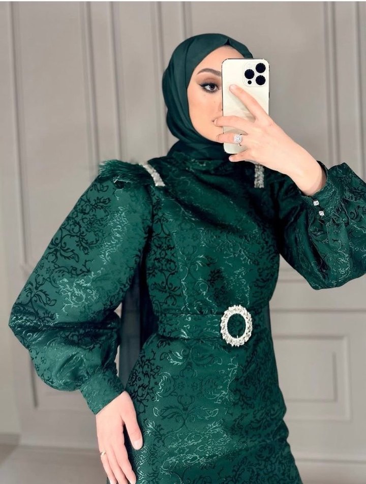 Desenli Uzun Abiye Elbise - Görsel 3