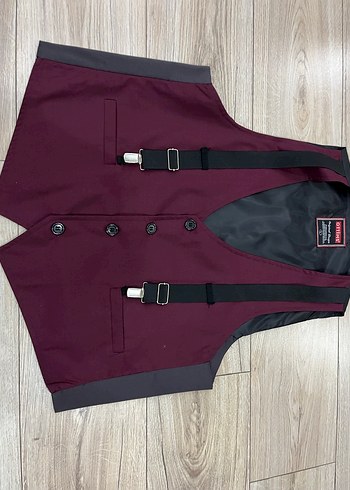 Bordo Düğmeli Erkek Yelek - Görsel 5