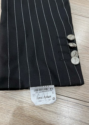 56 Drop /6 Çizgili Siyah Erkek Takım - Görsel 4