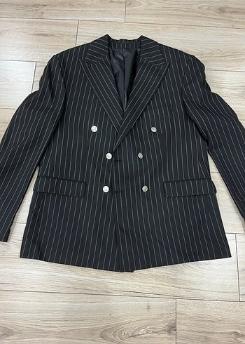 56 Drop /6 Çizgili Siyah Erkek Takım - Görsel 3