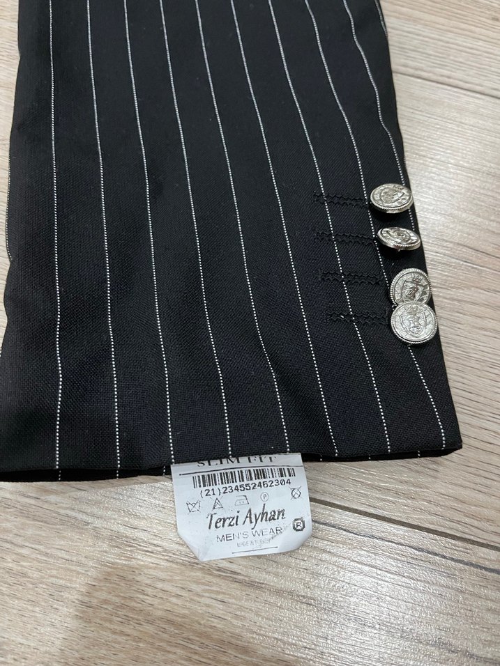 56 Drop /6 Çizgili Siyah Erkek Takım - Görsel 4