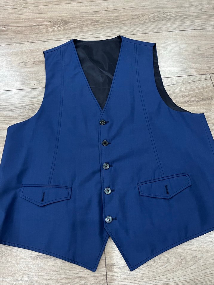 Düğmeli Klasik Lacivert Erkek Yelek pantolon - Görsel 3