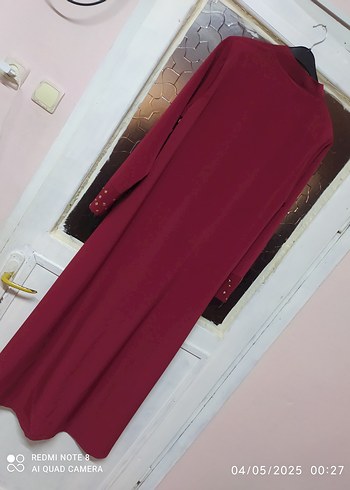 Bordo Uzun Kollu Kadın Elbise - Görsel 4