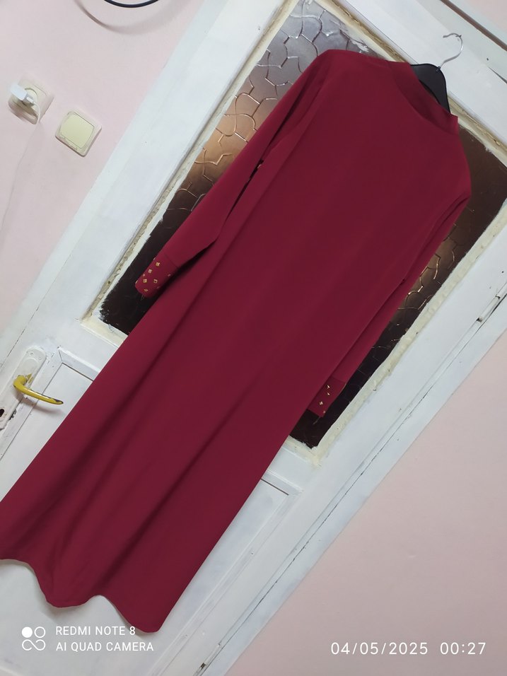 Bordo Uzun Kollu Kadın Elbise - Görsel 4