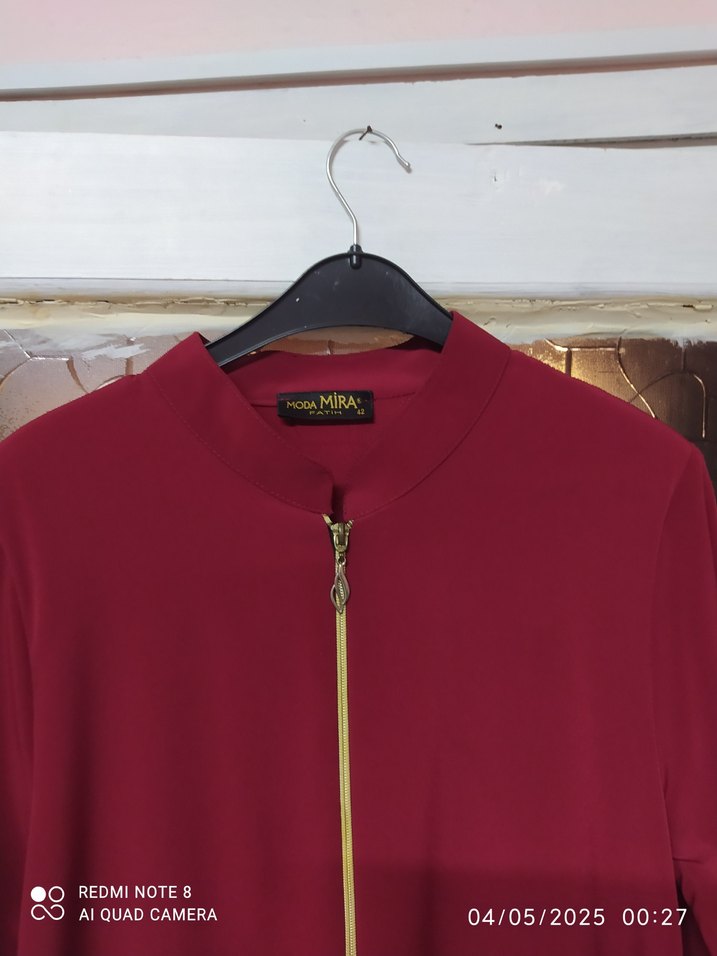 Bordo Uzun Kollu Kadın Elbise - Görsel 2