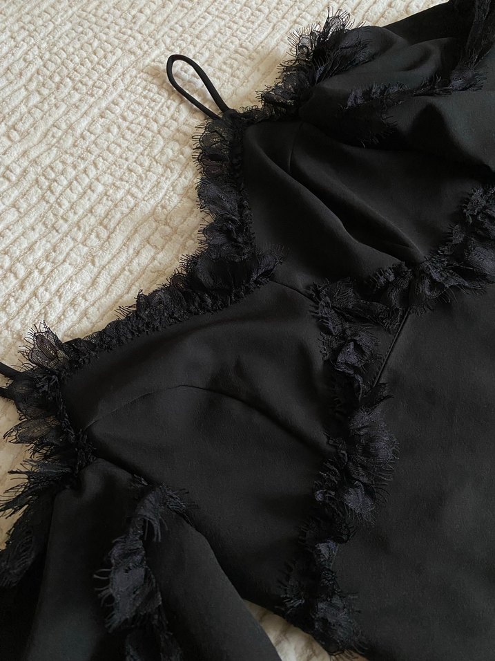 Uzun Siyah Gotik Kalem Elbise - Görsel 4