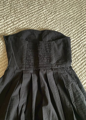 Quzu Siyah Straplez Elbise - Görsel 6