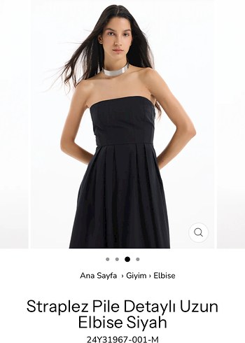 Quzu Siyah Straplez Elbise - Görsel 2