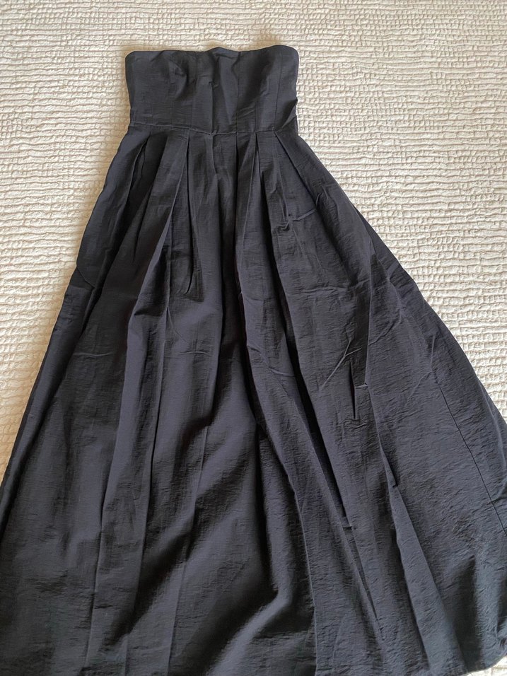 Quzu Siyah Straplez Elbise - Görsel 4