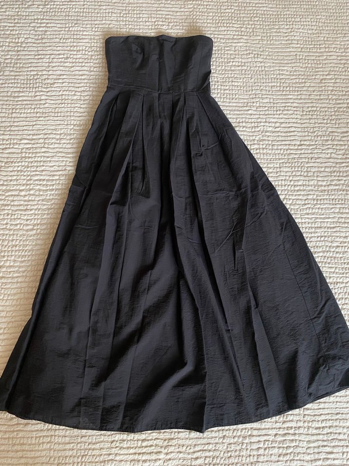 Quzu Siyah Straplez Elbise - Görsel 3