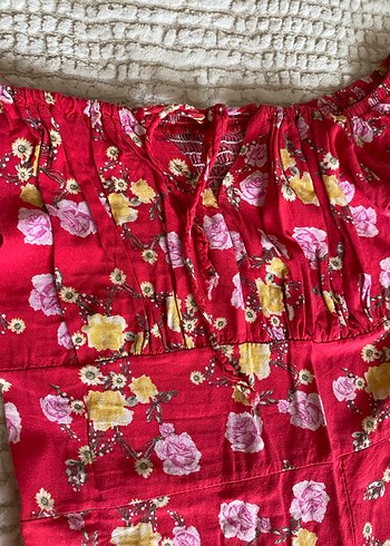 Kırmızı Çiçek Desenli Uzun Bohem Elbise - Görsel 3