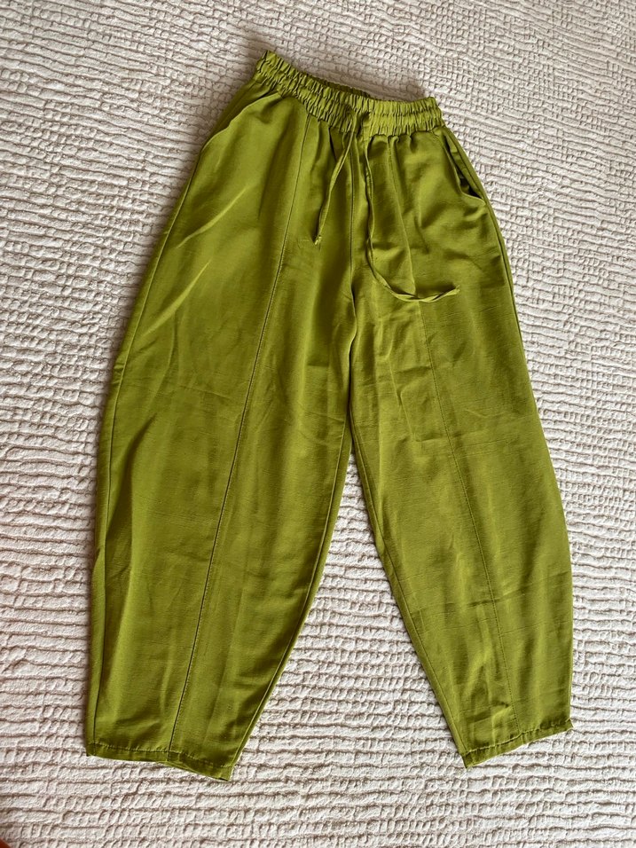 ZARAYeşil Bol Kesim Keten Pantolon - Görsel 2