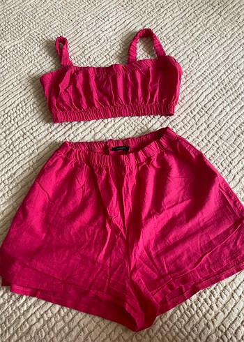 Pembe Keten Mini Kadın takım - Görsel 2