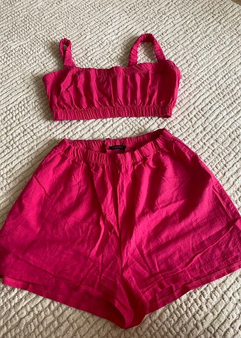 Pembe Keten Mini Kadın takım - Görsel 3