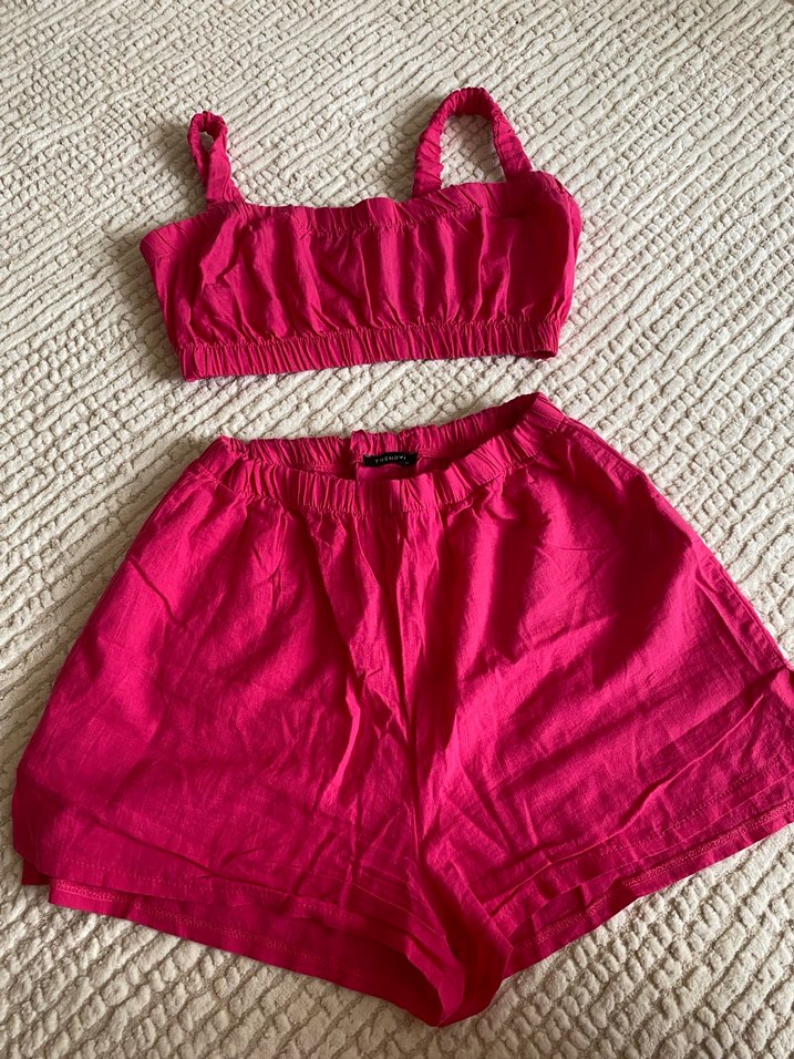 Pembe Keten Mini Kadın takım - Görsel 2