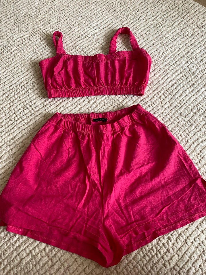 Pembe Keten Mini Kadın takım - Görsel 3