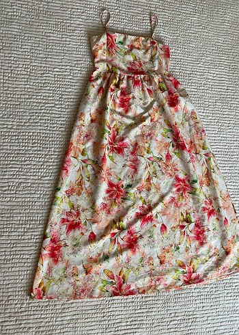 Çiçek Desenli Uzun Askılı Bohem Elbise - Görsel 4