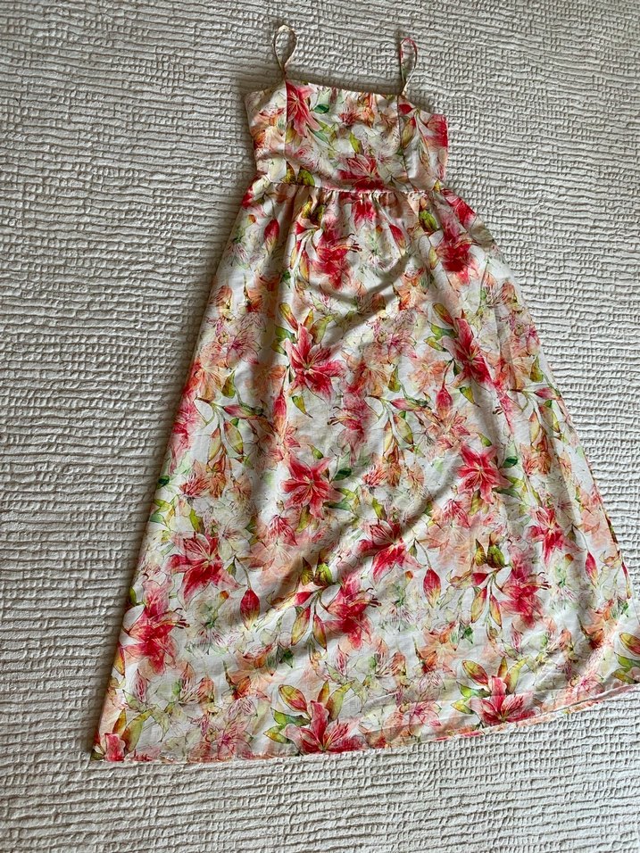 Çiçek Desenli Uzun Askılı Bohem Elbise - Görsel 4