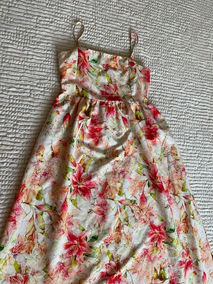 Çiçek Desenli Uzun Askılı Bohem Elbise - Görsel 3