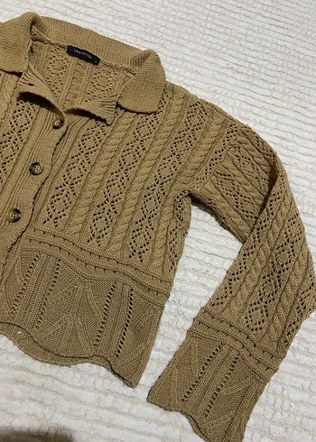 Bej Örgü Kadın Hırka - Görsel 3