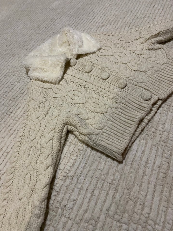 Bej Örgü Hırka - Görsel 3