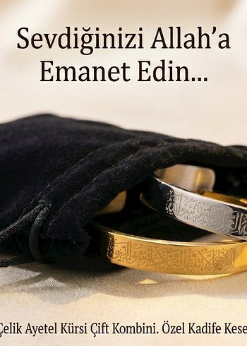 Paslanmaz Çelik Ayetel Kürsi Kelepçe Bileklik 2'li Sevgili Kombi - Görsel 3