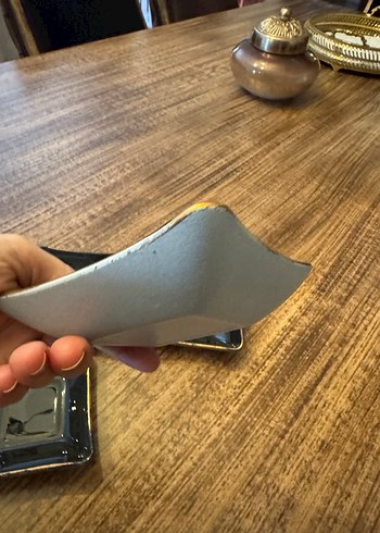 Siyah Seramik Küçük Kare Tabaklar Seti - Görsel 3