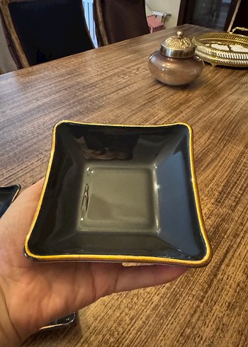 Siyah Seramik Küçük Kare Tabaklar Seti - Görsel 2