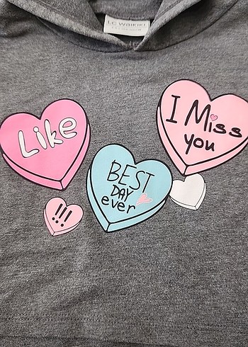 Kapüşonlu Gri Kız Sweatshirt crop - Görsel 3