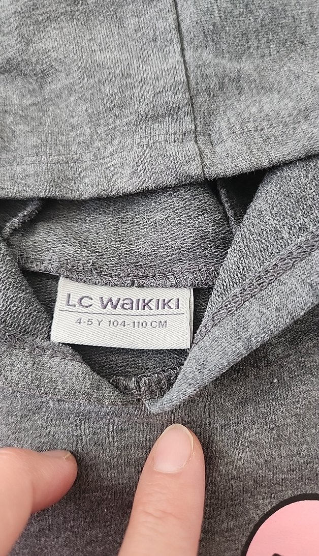 Kapüşonlu Gri Kız Sweatshirt crop - Görsel 2