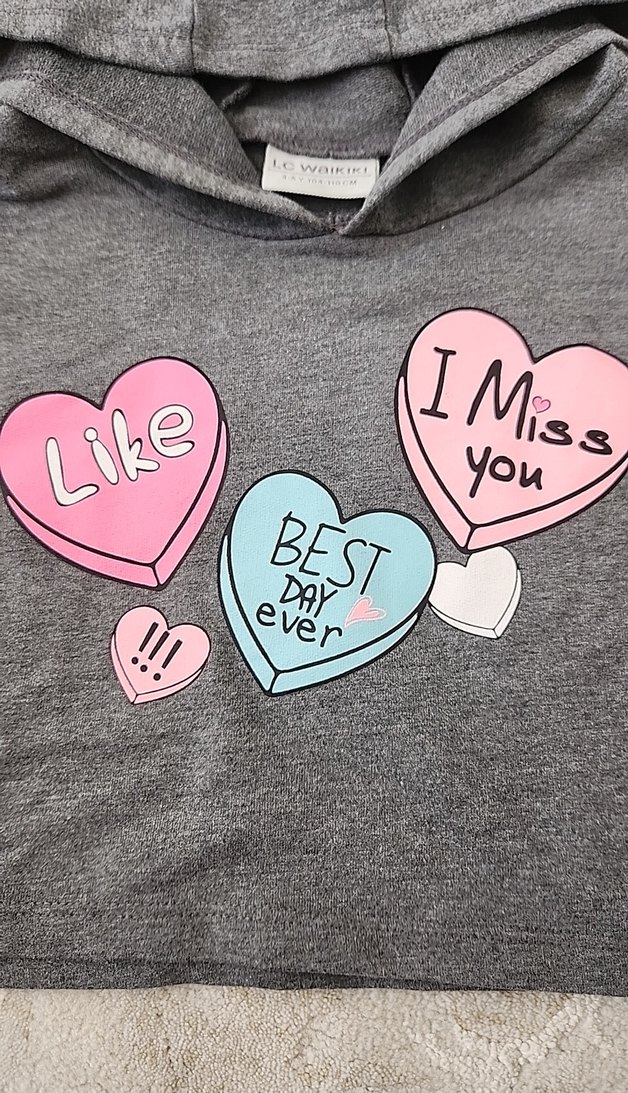 Kapüşonlu Gri Kız Sweatshirt crop - Görsel 3