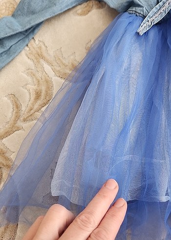 Kız Çocuk Denim Bohem Elbise - Görsel 7