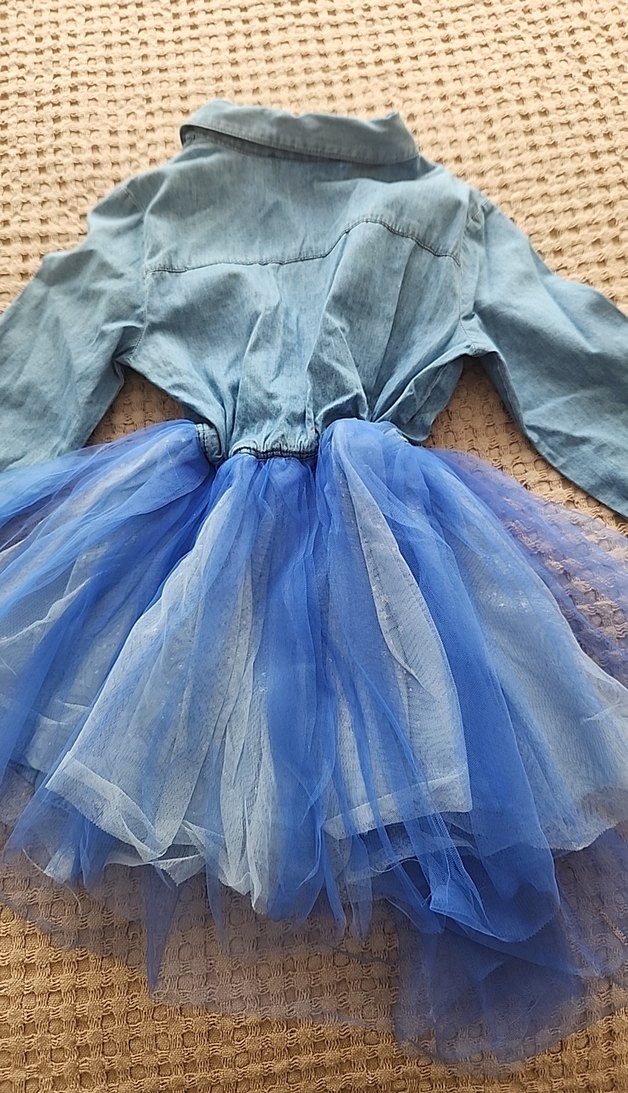 Kız Çocuk Denim Bohem Elbise - Görsel 5