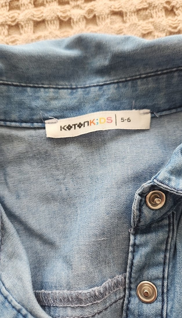 Kız Çocuk Denim Bohem Elbise - Görsel 4