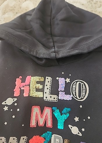 Kız Çocuk Siyah Kapüşonlu Sweatshirt - Görsel 5