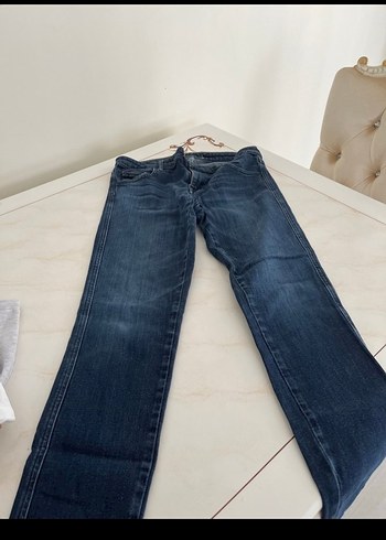 Diğer Koyu Mavi Dar Paca Denim Jean