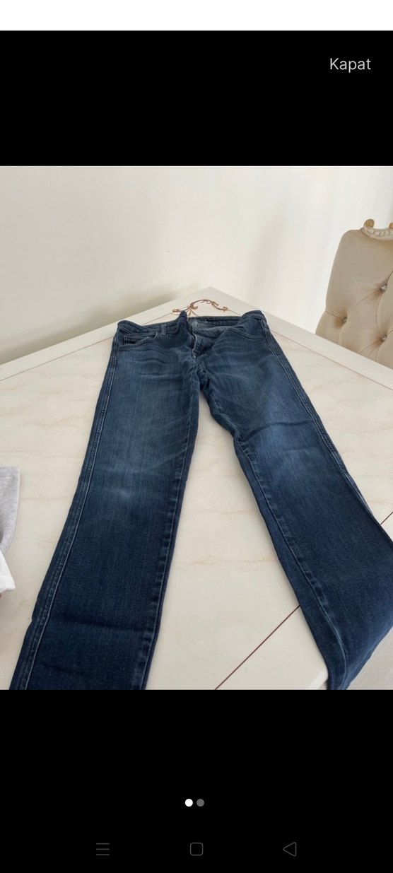Koyu Mavi Dar Paça Denim Jean — görsel 2/3