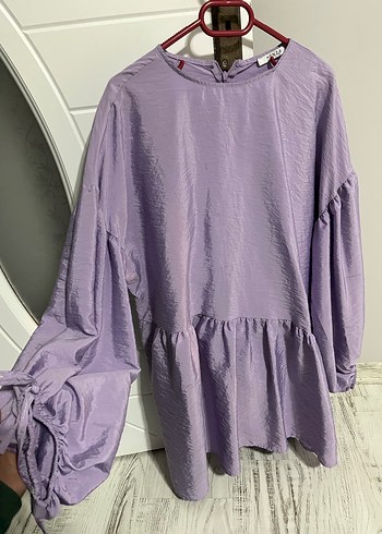 Mor Uzun Kollu Salaş Tunik takım - Görsel 3