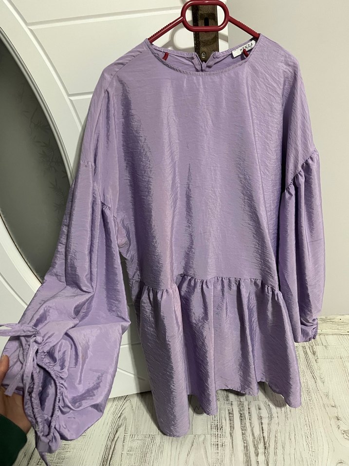 Mor Uzun Kollu Salaş Tunik takım - Görsel 3
