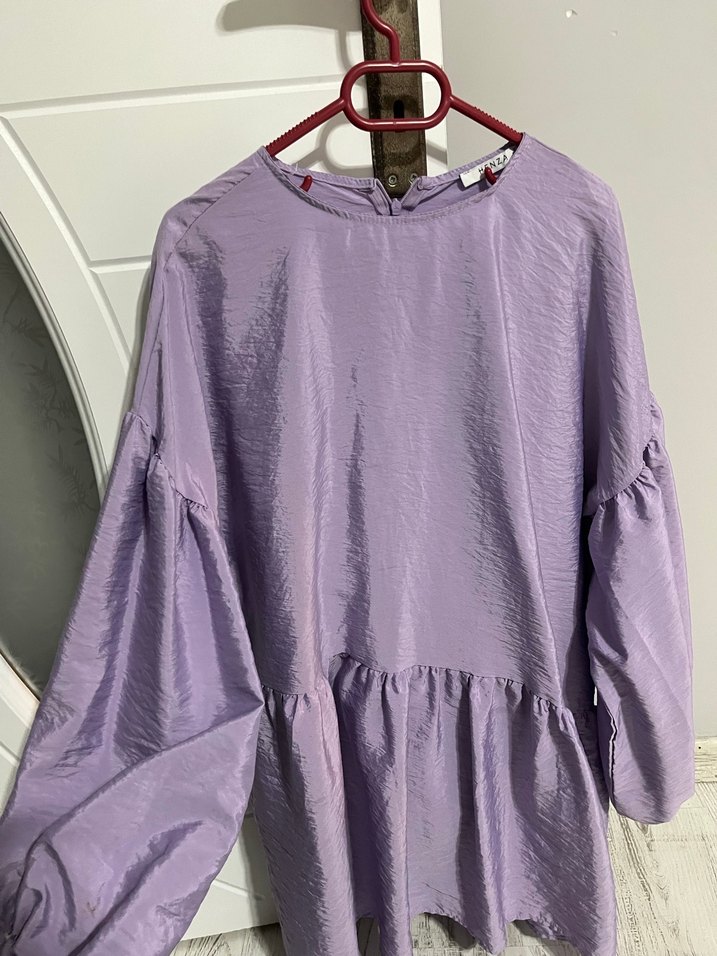 Mor Uzun Kollu Salaş Tunik takım - Görsel 2